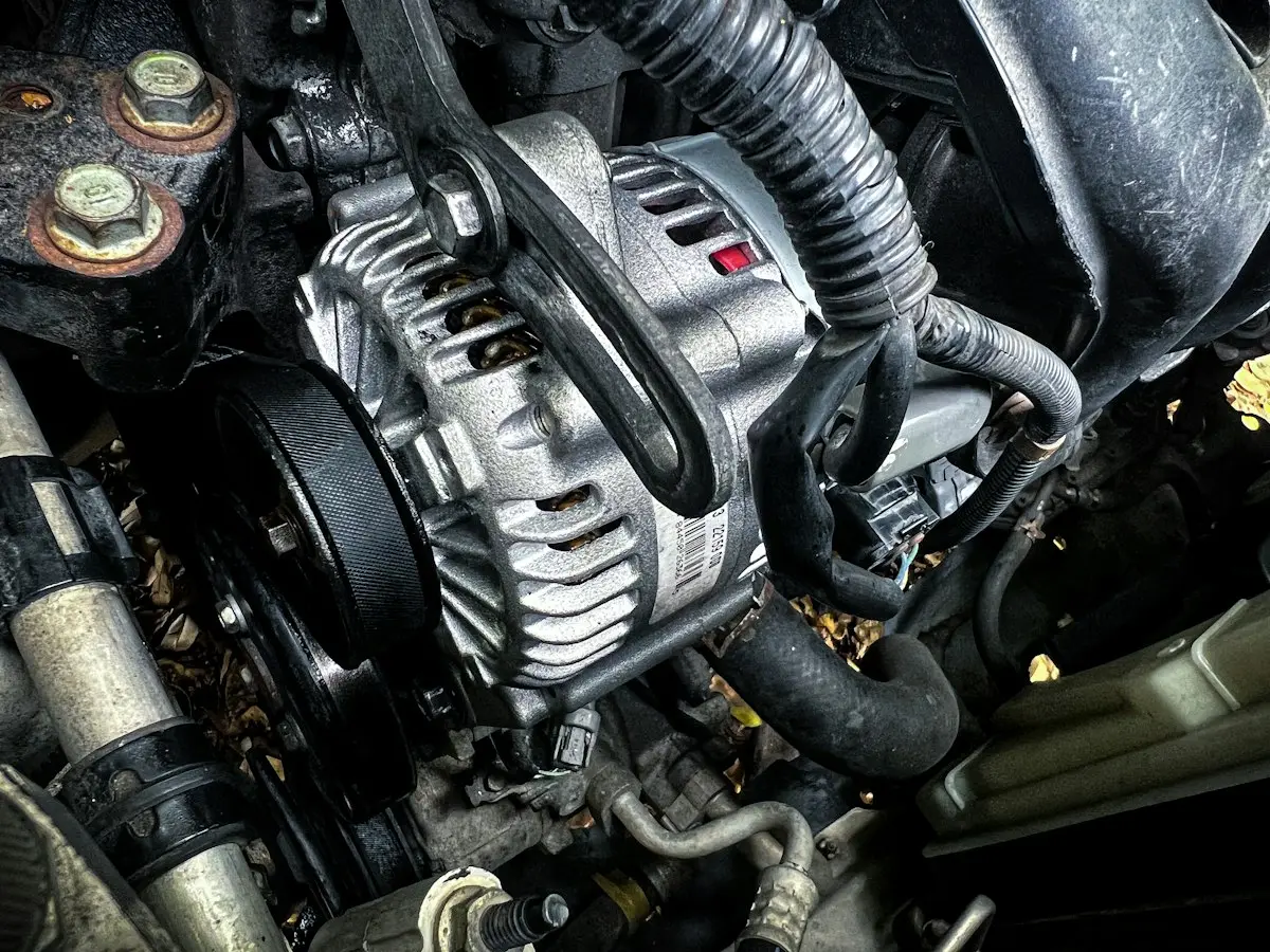 Illustration : compartiment moteur avec l’alternateur